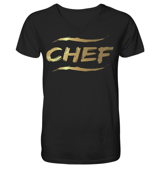Chef Gold - Herren Bio-Baumwolle V-Neck Shirt - Onkel Don
